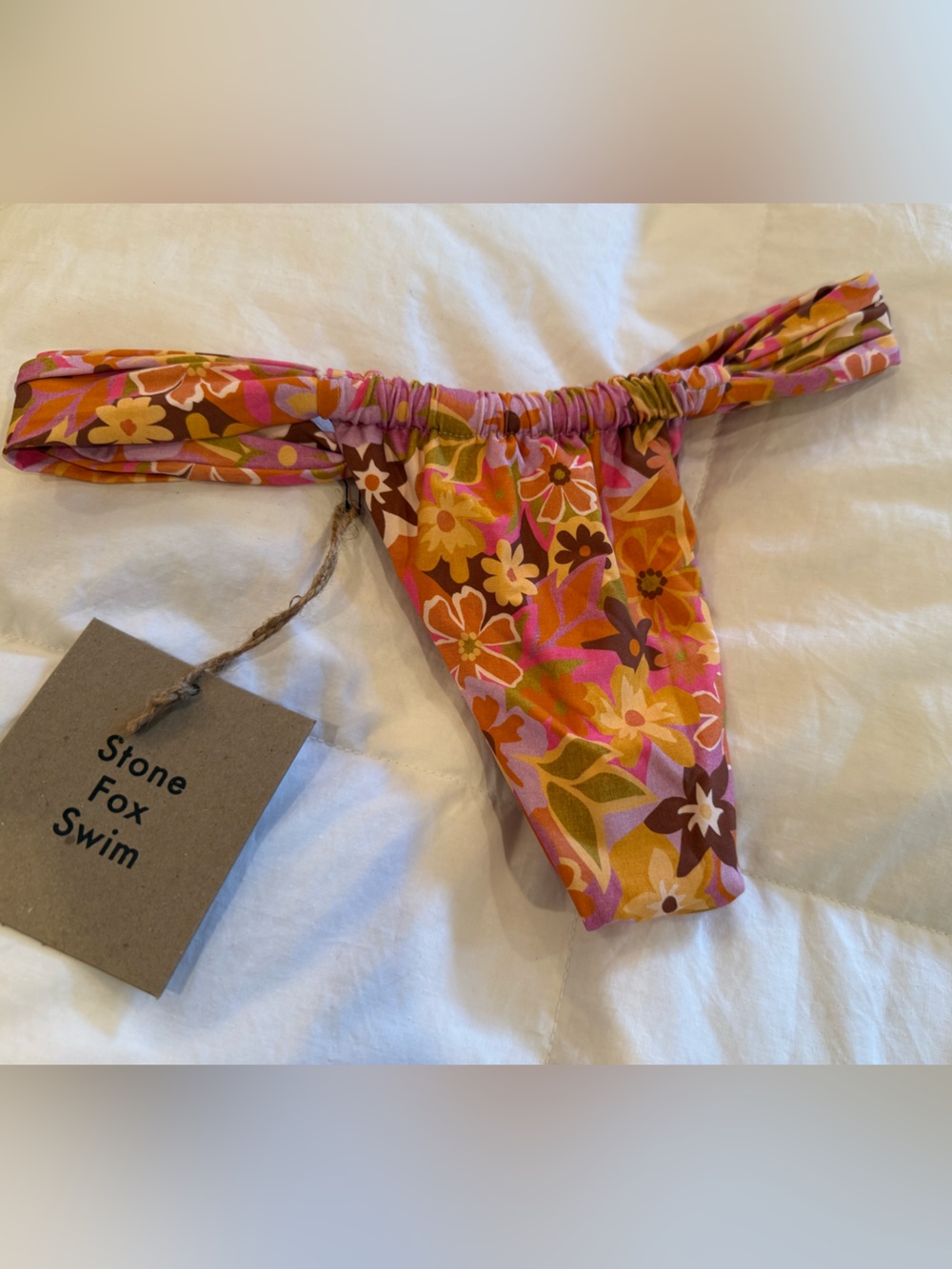 NWT Stone Fox Swim Floral Bikini Bottom - Pink, Orange & Green